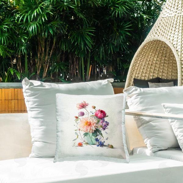 Stupell Industries Leah McLean | Mixed Dahlia Bouquet Printed Throw Pillow