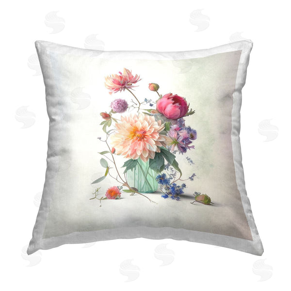 stupell industries Leah McLean | Mixed Dahlia Bouquet Printed Throw Pillow