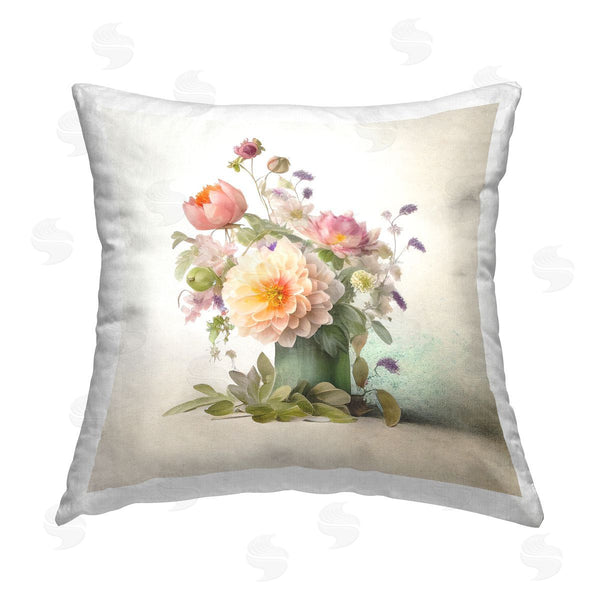 stupell industries Leah McLean | Mixed Dahlia Bunches Printed Throw Pillow