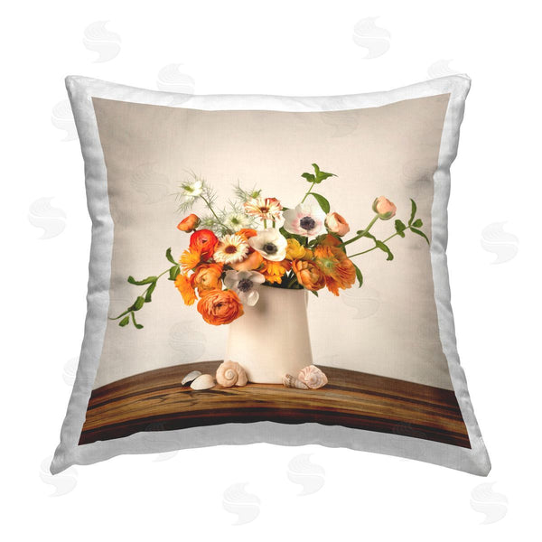 stupell industries Leah McLean | Orange & White Still Life Printed Throw Pillow