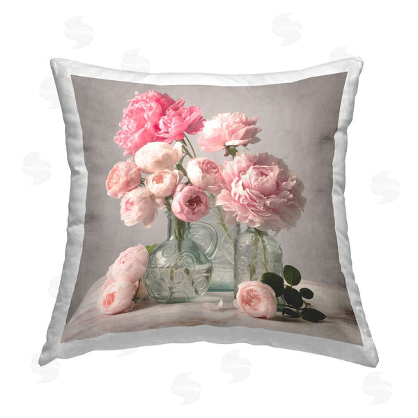 stupell industries Leah McLean | Rose & Peony Duet Printed Throw Pillow