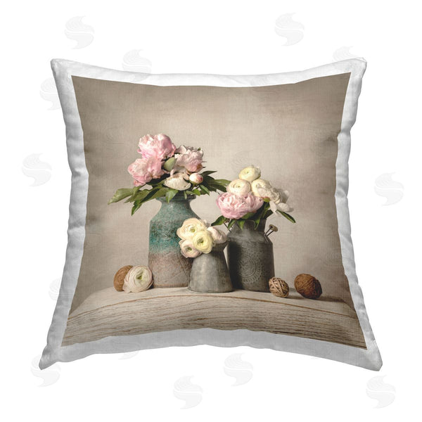 stupell industries Leah McLean | Three Spring Blooms Printed Throw Pillow
