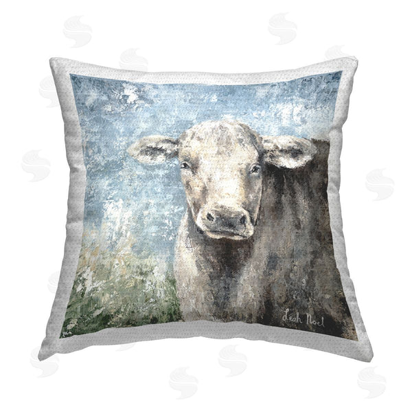 Stupell Industries Leah Noel Art | Abstract Cow Gazing Printed Throw Pillow
