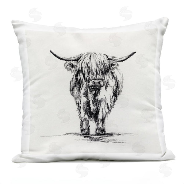 Stupell Industries Leah Noel Art | Highland Cow In Charcoal Throw Pillow
