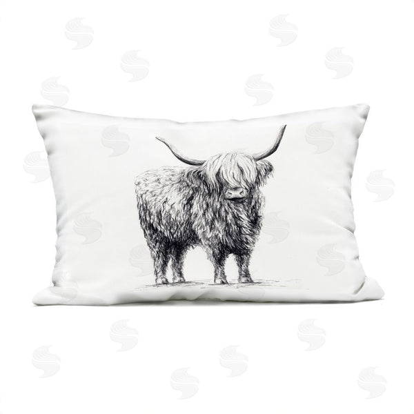 Stupell Industries Leah Noel Art | Highland Cow In Charcoal Throw Pillow