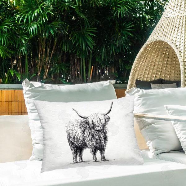Stupell Industries Leah Noel Art | Highland Cow In Charcoal Throw Pillow