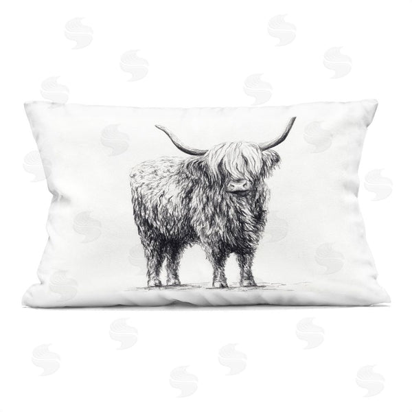 stupell industries Leah Noel Art | Highland Cow in Charcoal Throw Pillow