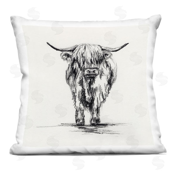 stupell industries Leah Noel Art | Highland Cow in Charcoal Throw Pillow