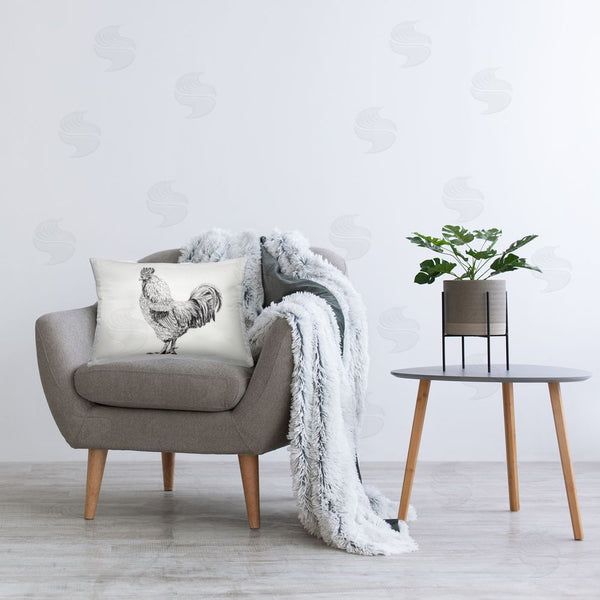 Stupell Industries Leah Noel Art | Rooster In Charcoal Throw Pillow