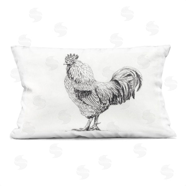 stupell industries Leah Noel Art | Rooster in Charcoal Throw Pillow
