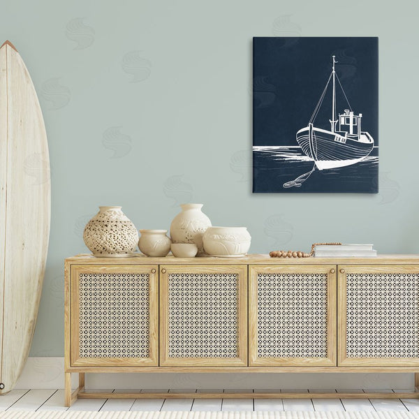 Stupell Industries Leah Noel Art | White Outline Sailboat Wall Art