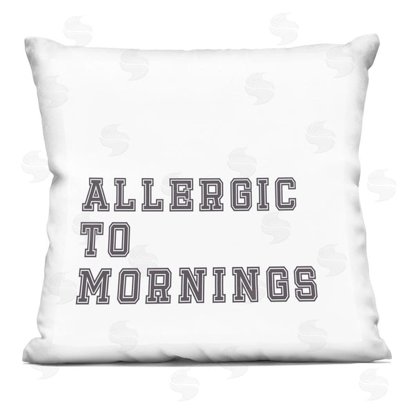 stupell industries Leah Straatsma | Allergic To Mornings Casual White Varsity Text Printed Throw Pillow