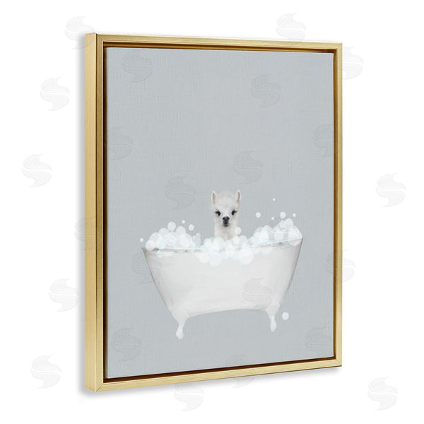 Stupell Industries Leah Straatsma | Alpaca Blue Bath Cute Wall Art