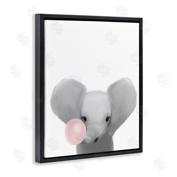 Stupell Industries Leah Straatsma | Baby Elephant With Pink Bubble Gum Safari Animal