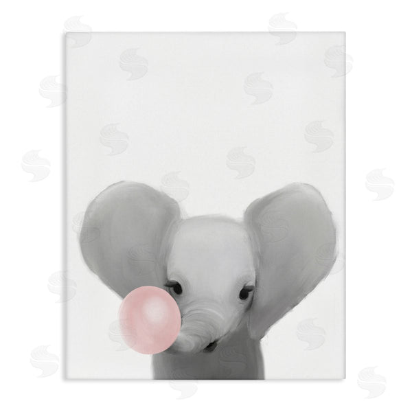 stupell industries Leah Straatsma | Baby Elephant with Pink Bubble Gum Safari Animal