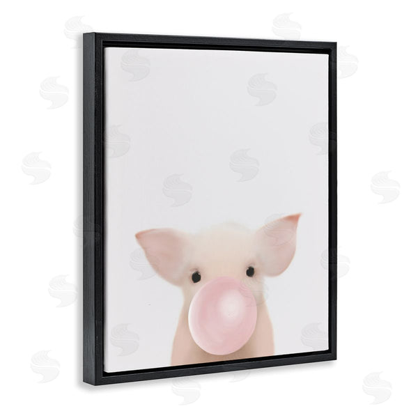 Stupell Industries Leah Straatsma | Baby Farm Piglet With Pink Bubble Gum