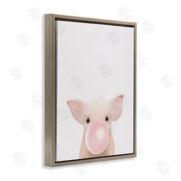 Stupell Industries Leah Straatsma | Baby Farm Piglet With Pink Bubble Gum