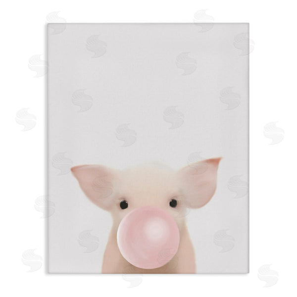 stupell industries Leah Straatsma | Baby Farm Piglet with Pink Bubble Gum