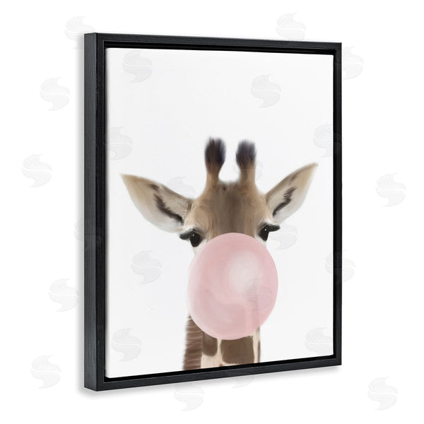 Stupell Industries Leah Straatsma | Baby Giraffe With Pink Bubble Gum Safari Animal
