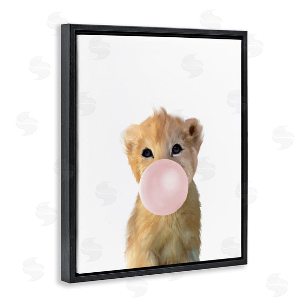 Stupell Industries Leah Straatsma | Baby Lion With Pink Bubble Gum Jungle Animal