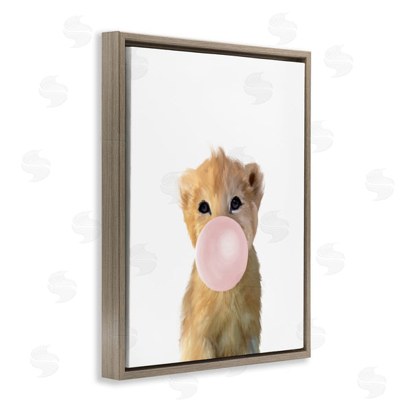 Stupell Industries Leah Straatsma | Baby Lion With Pink Bubble Gum Jungle Animal