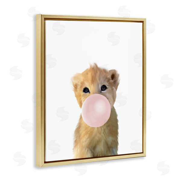 Stupell Industries Leah Straatsma | Baby Lion With Pink Bubble Gum Jungle Animal