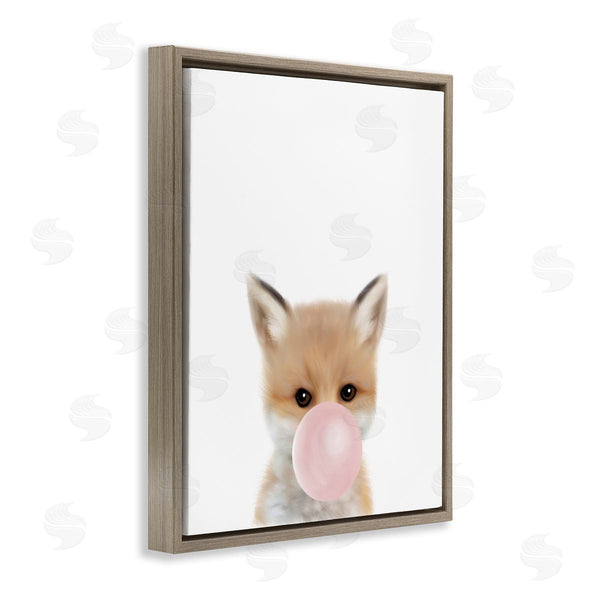 Stupell Industries Leah Straatsma | Baby Red Fox With Pink Bubble Gum Woodland Animal