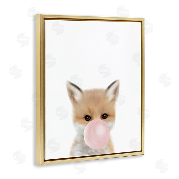 Stupell Industries Leah Straatsma | Baby Red Fox With Pink Bubble Gum Woodland Animal