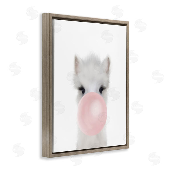 Stupell Industries Leah Straatsma | Baby Woodland Alpaca With Pink Bubble Gum