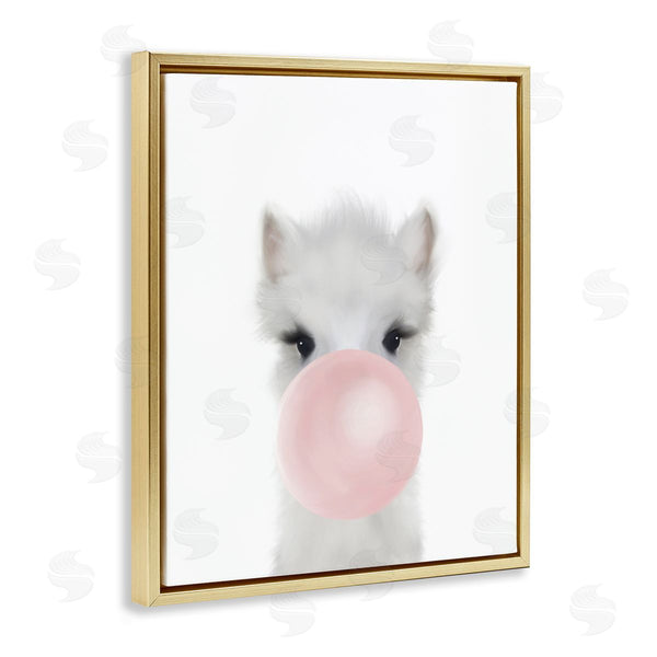 Stupell Industries Leah Straatsma | Baby Woodland Alpaca With Pink Bubble Gum