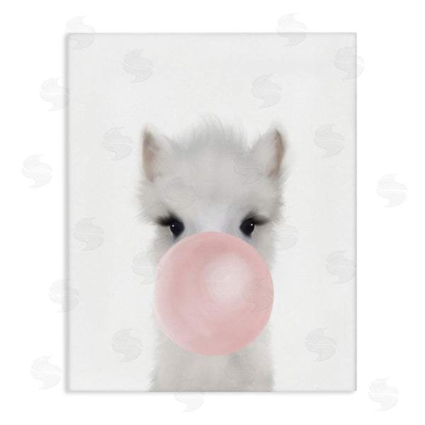 stupell industries Leah Straatsma | Baby Woodland Alpaca with Pink Bubble Gum