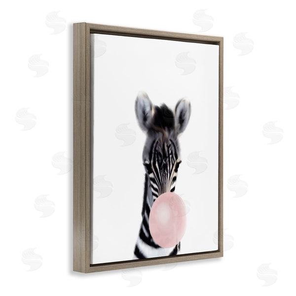 Stupell Industries Leah Straatsma | Baby Zebra With Pink Bubble Gum Safari Animal