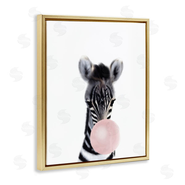 Stupell Industries Leah Straatsma | Baby Zebra With Pink Bubble Gum Safari Animal