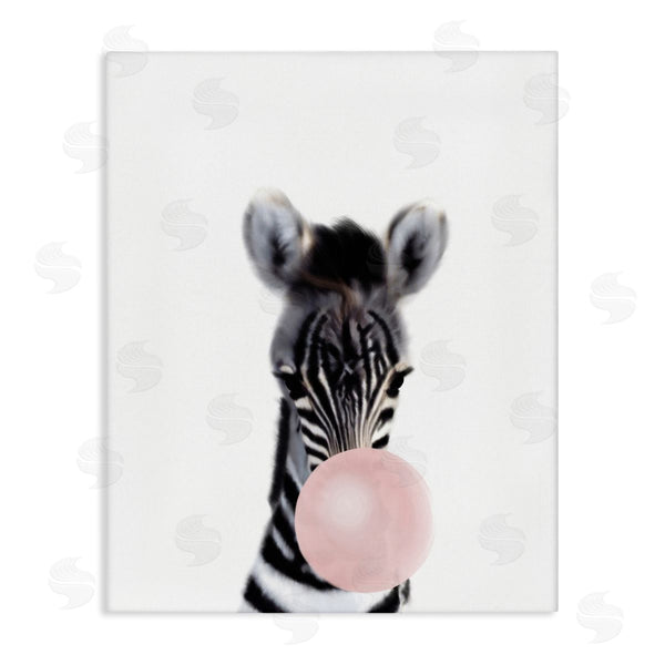 stupell industries Leah Straatsma | Baby Zebra with Pink Bubble Gum Safari Animal
