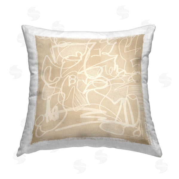 stupell industries Leah Straatsma | Beige Abstract Squiggles Printed Throw Pillow