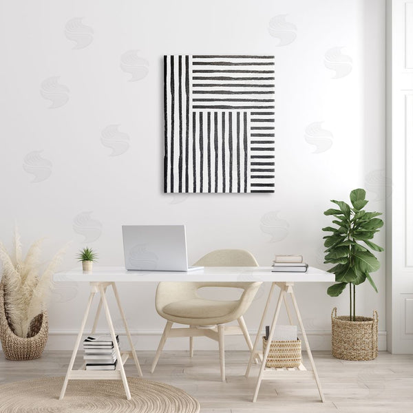 Stupell Industries Leah Straatsma | Dominant Patterned Perpendicular Lines Modern Minimal Abstraction Wall Art