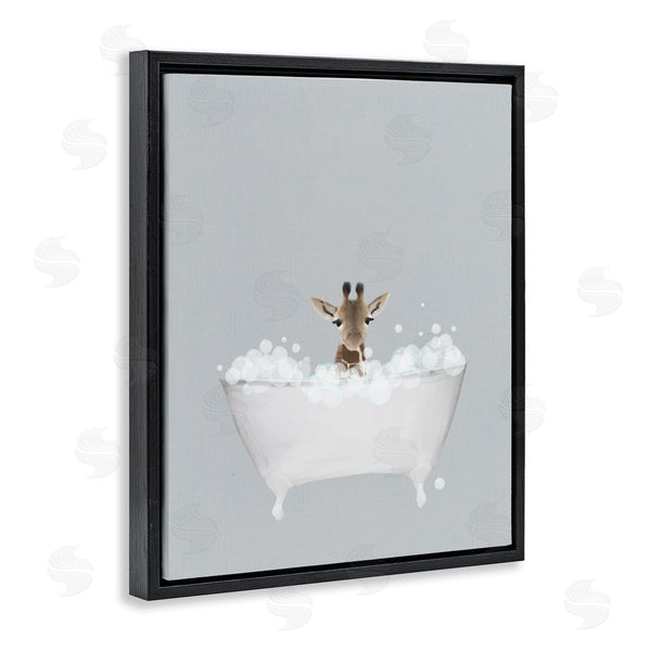 Stupell Industries Leah Straatsma | Giraffe Blue Bath Cute Wall Art