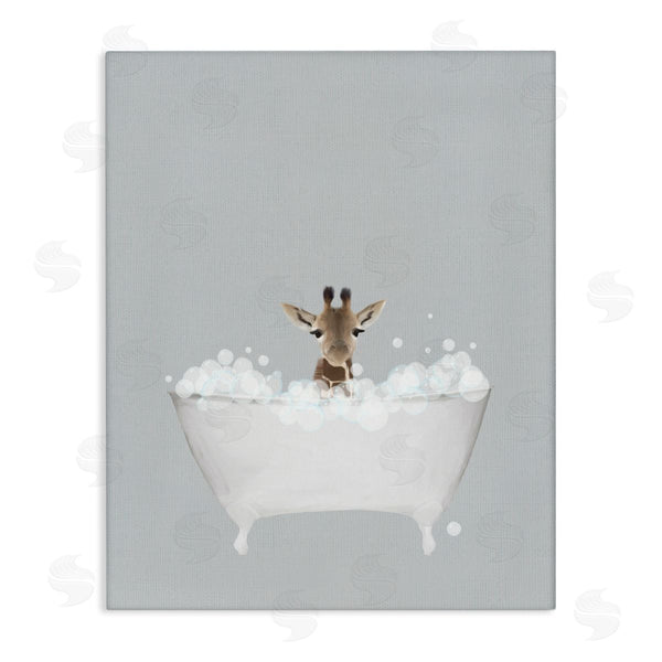 stupell industries Leah Straatsma | Giraffe Blue Bath Cute Wall Art