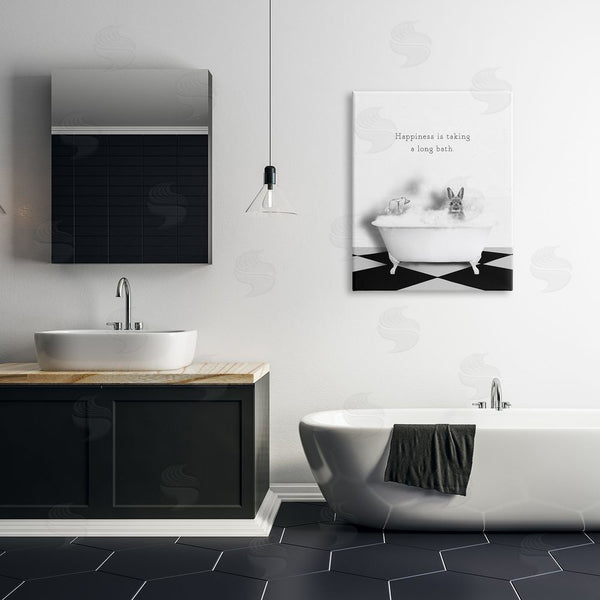 Stupell Industries Leah Straatsma | Happiness Is Long Bath Bunny Wall Art