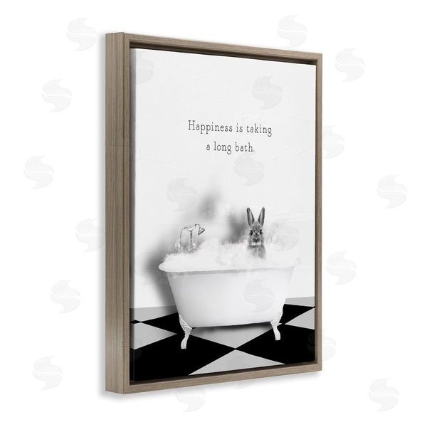 Stupell Industries Leah Straatsma | Happiness Is Long Bath Bunny Wall Art