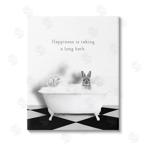 stupell industries Leah Straatsma | Happiness is Long Bath Bunny Wall Art