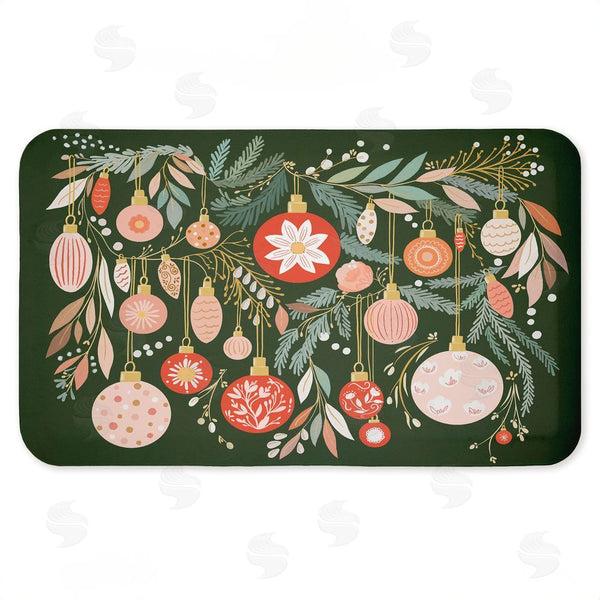 stupell industries Leah Straatsma | Holiday Florals & Ornament Shapes Anti-Fatigue Mat