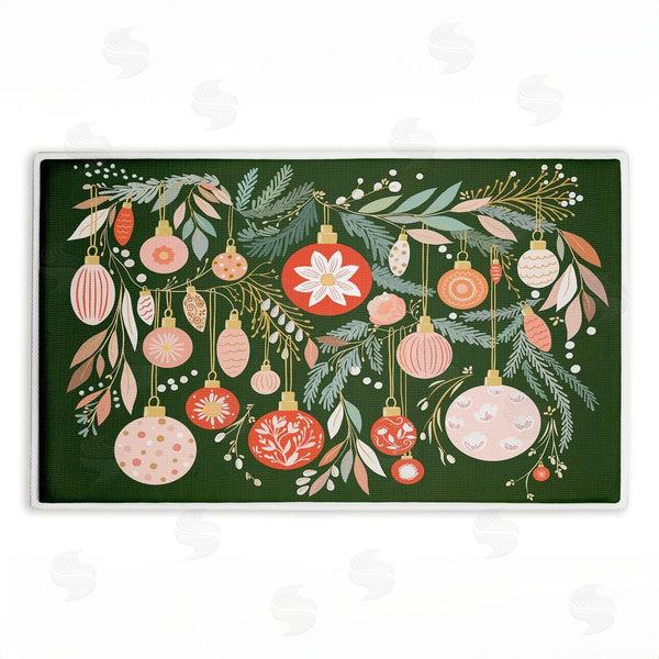 stupell industries Leah Straatsma | Holiday Florals & Ornament Shapes Plush Bath Mat