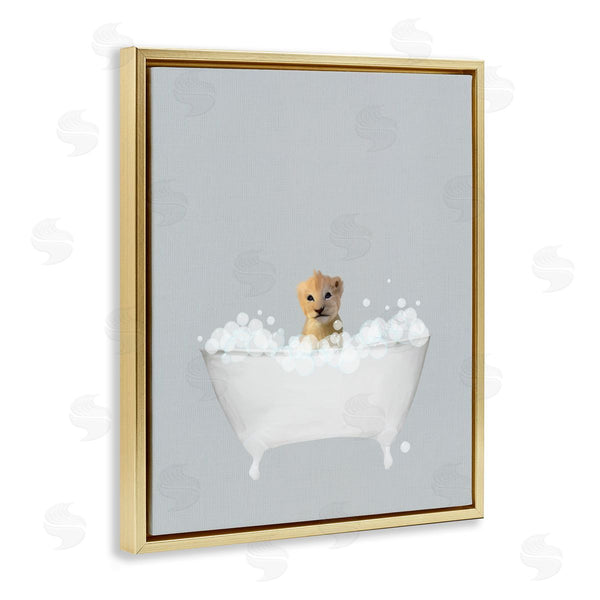 Stupell Industries Leah Straatsma | Lion Blue Bath Cute Wall Art