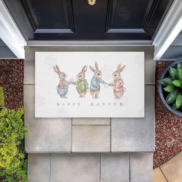 Stupell Industries Leah Straatsma | Minimal Happy Easter Bunnies Non-Woven Door Mat