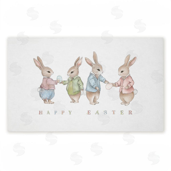 stupell industries Leah Straatsma | Minimal Happy Easter Bunnies Non-Woven Door Mat