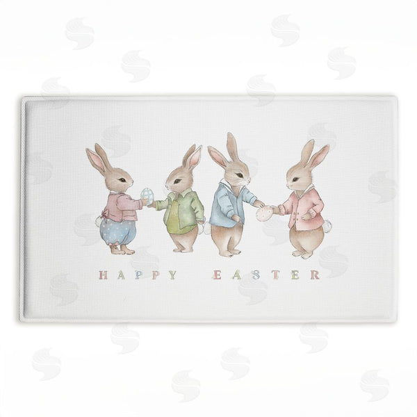 stupell industries Leah Straatsma | Minimal Happy Easter Bunnies Plush Bath Mat