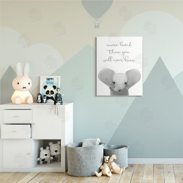 Stupell Industries Leah Straatsma | More Loved Than You Will Ever Know Cute Elephant Wall Art