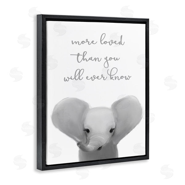 Stupell Industries Leah Straatsma | More Loved Than You Will Ever Know Cute Elephant Wall Art