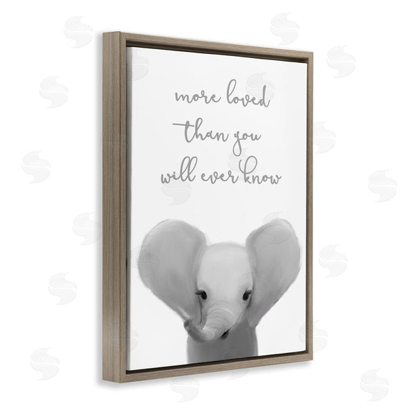 Stupell Industries Leah Straatsma | More Loved Than You Will Ever Know Cute Elephant Wall Art